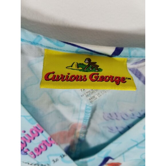 Curious George Scrub Top 2XL Puzzle Print V-Neck 65% Polyester 35% Cotton Made I - Picture 3 of 11